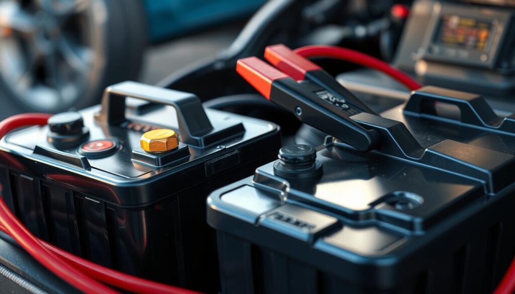 jump-starting a car battery