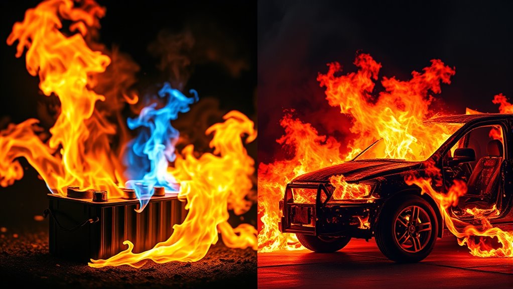 battery versus vehicle fires