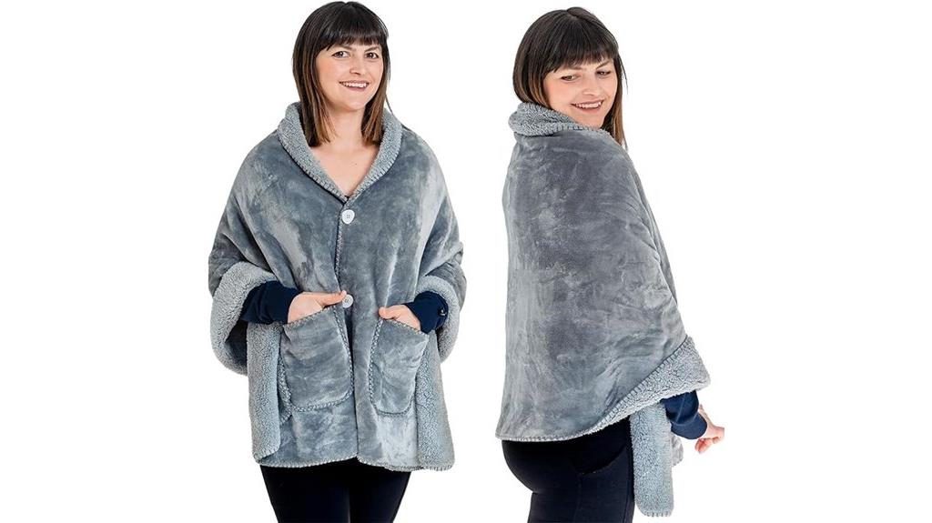 silver grey double layer poncho