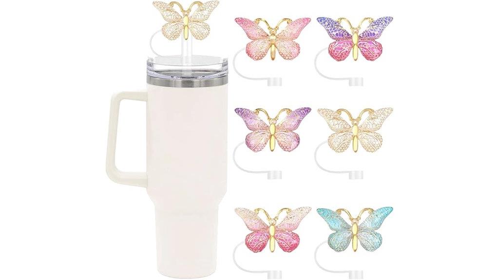 six pack butterfly straw covers