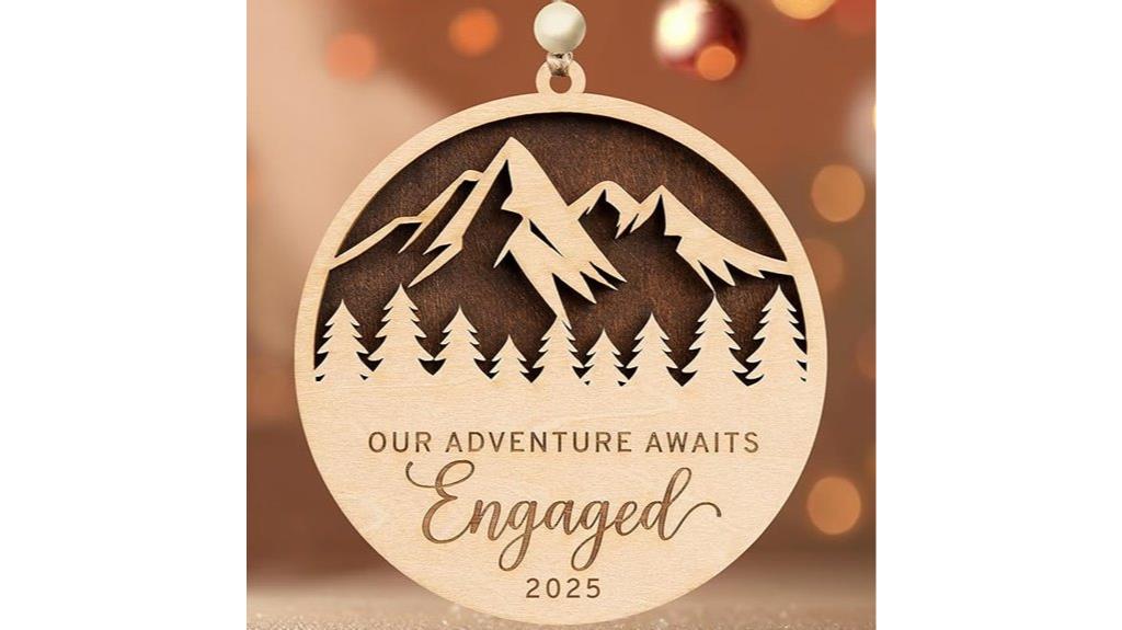 two layer wooden engagement ornament