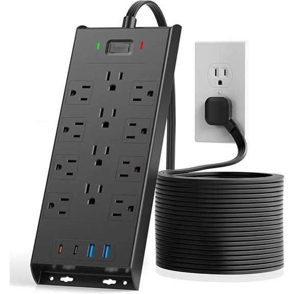 LeZone 10ft Surge Protector Power Strip with USB