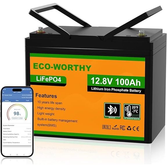 ECO-WORTHY 12V 100AH Lithium Battery with Bluetooth