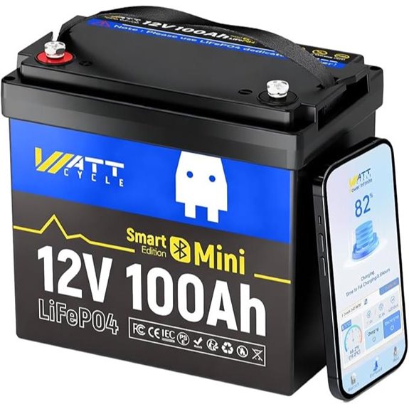 Wattcycle 12V 100Ah Lithium Battery with Bluetooth