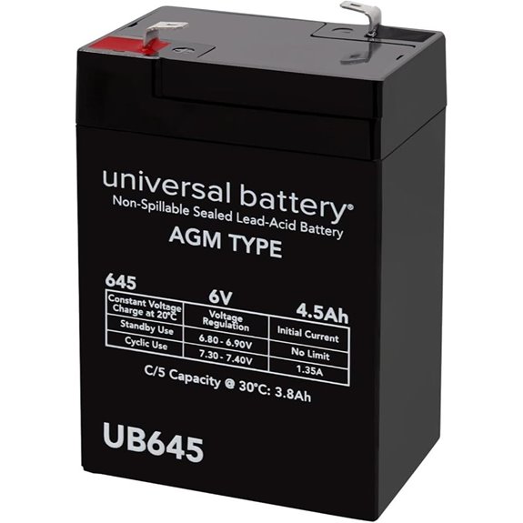 UPG UB645F1 6V / 4.5Ah Sealed Lead Acid Battery with F1-.187in Terminals