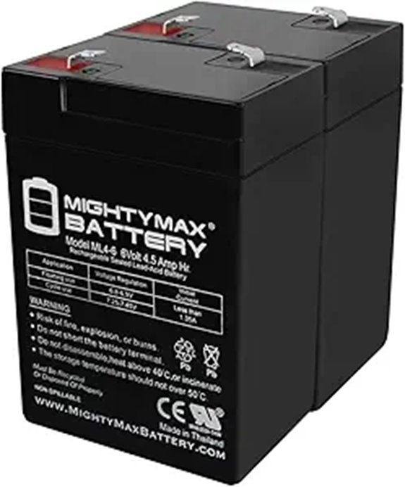 Mighty Max Battery ML4-6 - 6 Volt 4.5 AH SLA Battery - 2 Pack