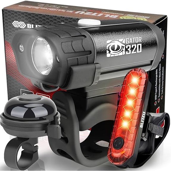 BLITZU Bike Light Set with Headlight Taillight & Bell