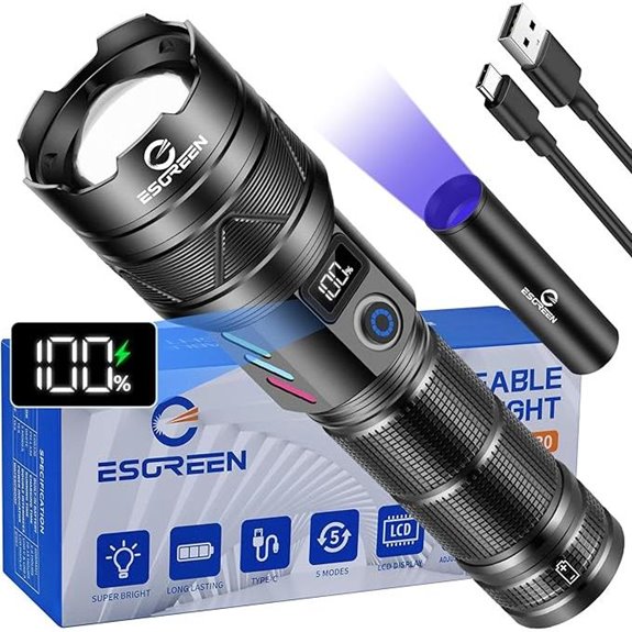 High Lumens Rechargeable LED Flashlight with USB-C