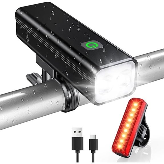 1200 Lumen USB Rechargeable Bike Light Set