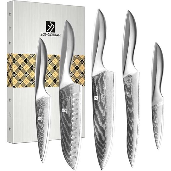 Damascus Chef Knife Set Sharp Ergonomic High Carbon Steel