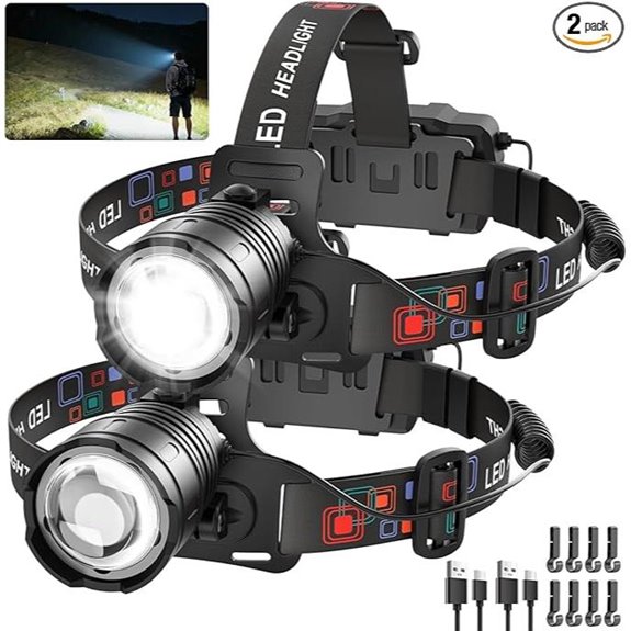 Rechargeable 90° Rotatable Headlamp 2-Pack