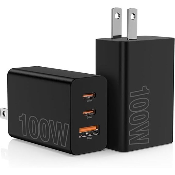2-Pack 100W USB C Wall Charger with 3 Ports