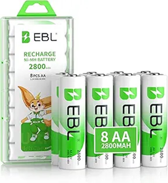 EBL 8-Pack AA Rechargeable Batteries 2800mAh