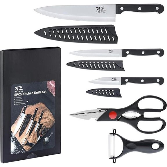 5-Piece Kitchen Knife Set with Sheaths and Accessories
