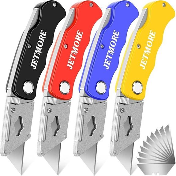 4 Pack Folding Utility Knife with Extra Blades