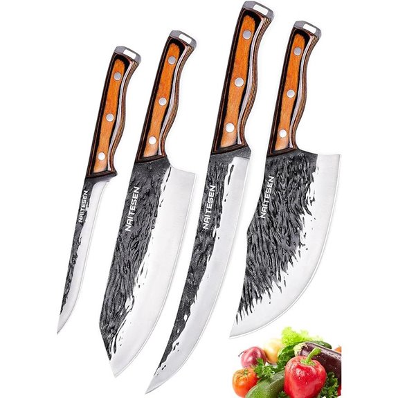 4PCS Hand Forged Meat Cleaver and Kitchen Knife Set