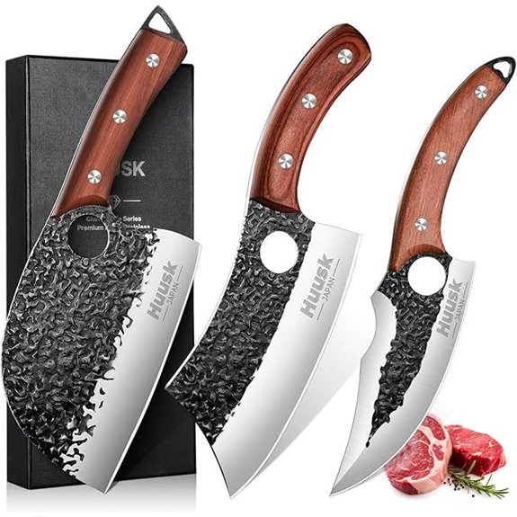 Huusk 3-Piece Hand Forged Chef Knife Set