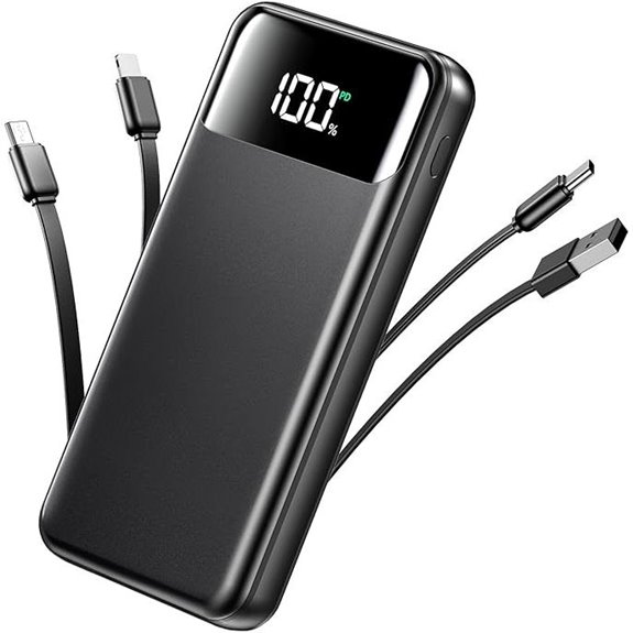 50000mAh Portable Power Bank with Built-in Cables