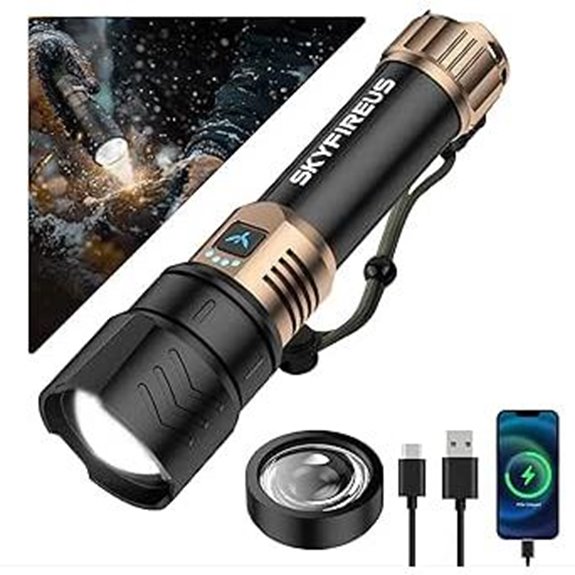 SKYFIRE 2000lm Rechargeable LED Tactical Flashlight