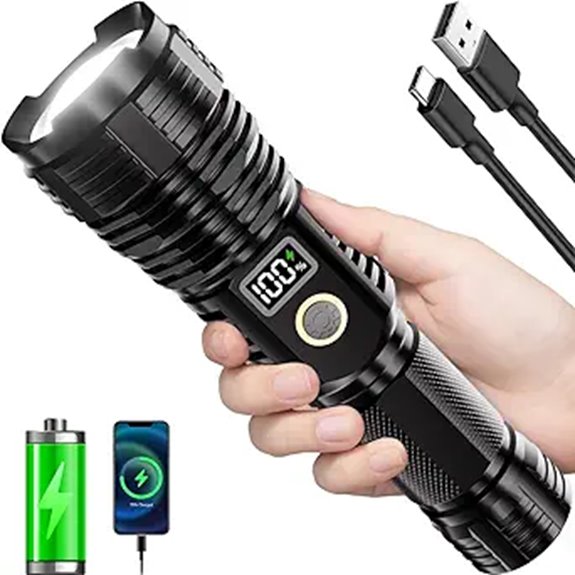Rechargeable 10000LM LED Tactical Flashlight with LCD