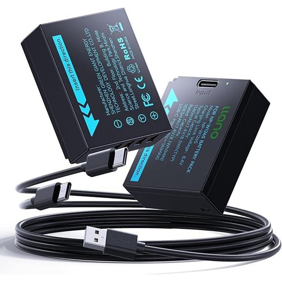 Llano 2 Pack USB-C NP-W126S Batteries for Fujifilm