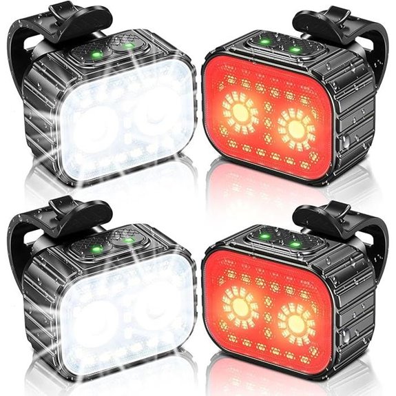 Rechargeable Bike Lights Set with 8+12 Modes