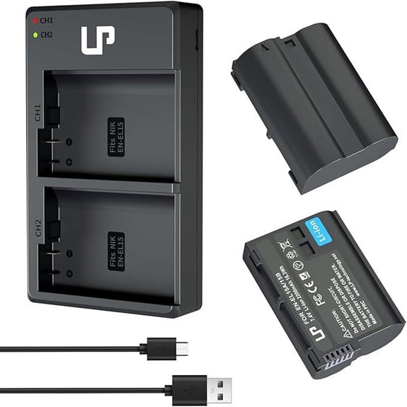 Dual Battery Charger & Pack for Nikon Cameras