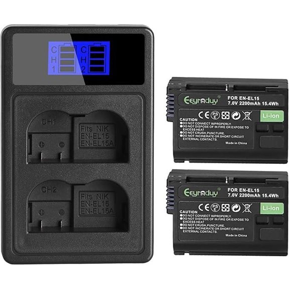 EN-EL15 2-Pack Batteries & Charger for Nikon Cameras