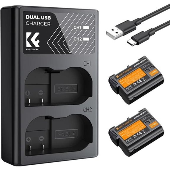 K&F EN-EL15C Battery & Dual Charger for Nikon