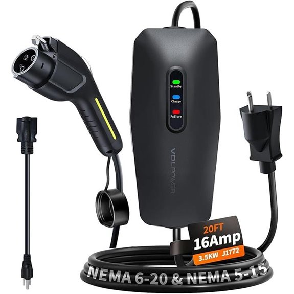 Portable Level 1&2 EV Charger with 20FT Cable