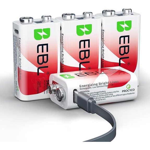 EBL Rechargeable 9V Lithium Batteries (4-Pack)