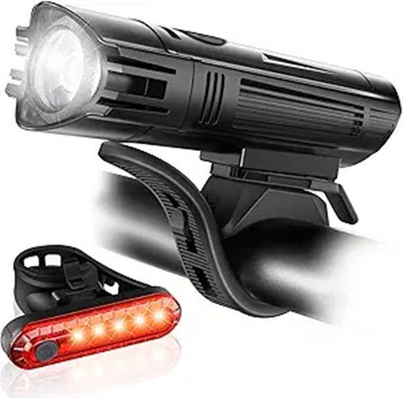 Ascher USB Rechargeable Bike Light Set with 4 Modes