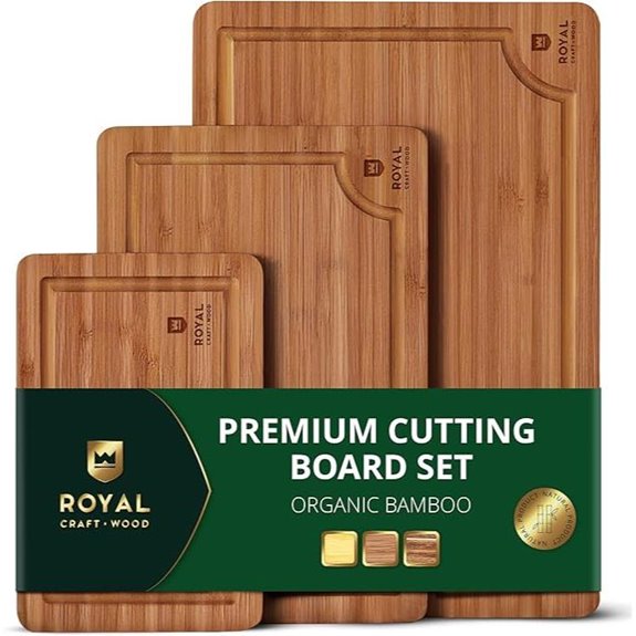 Royal Craft Wood Bamboo Cutting Boards Set (3 Pcs)