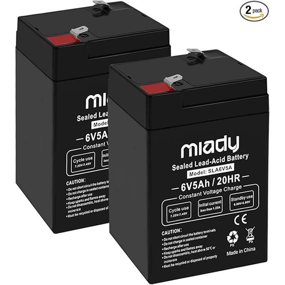 Miady 6V 5Ah Rechargeable Sealed Lead Acid Battery (2 Pack)