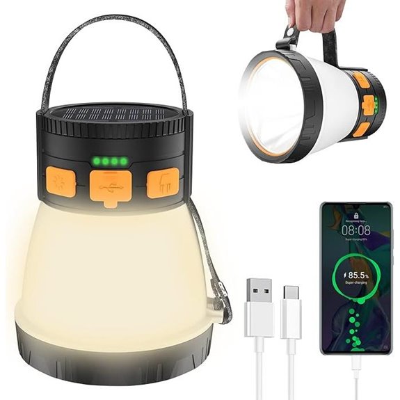 LED Camping Lantern with Solar Charging & Power Bank
