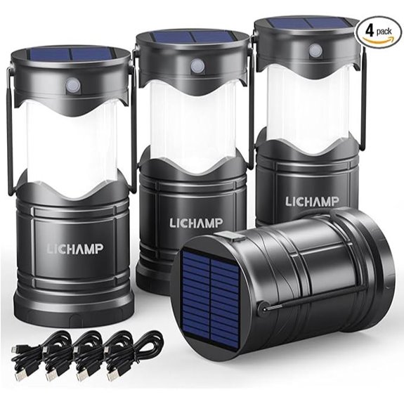 Lichamp 4-Pack Solar Rechargeable Camping Lanterns