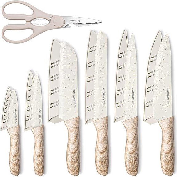 Astercook 13-Piece Ceramic-Coated Kitchen Knife Set