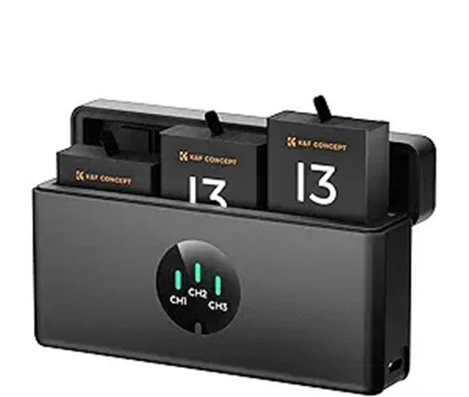 K&F CONCEPT Hero 13 Batteries & Fast Charger (3-Pack)