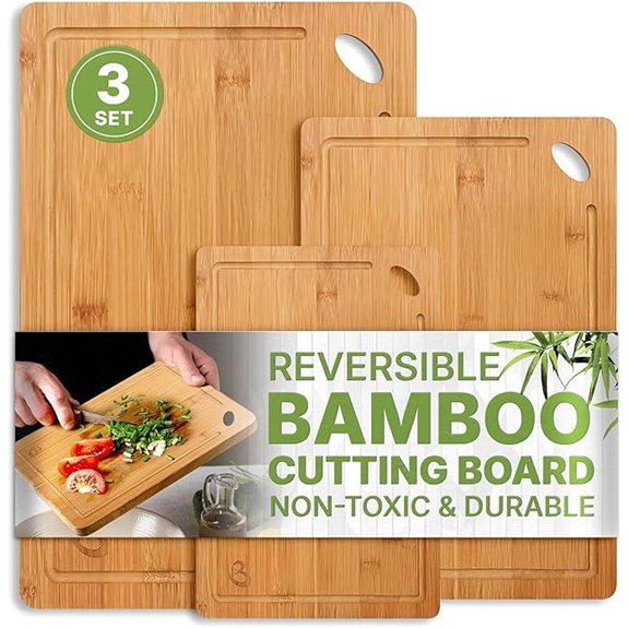 Bamboo Cutting Boards Set of 3 for Kitchen Use