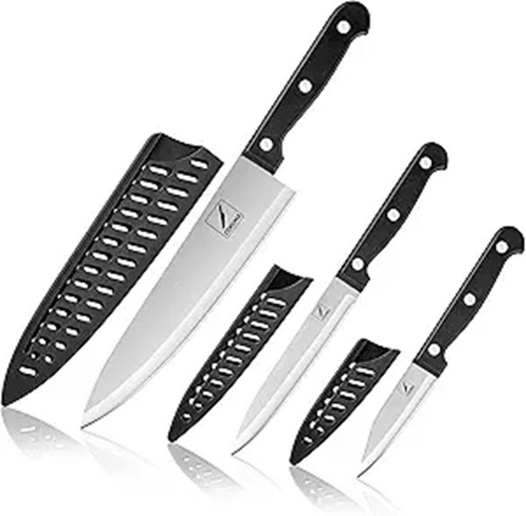 Kitchen Knife Set 3 Pcs Stainless Steel Black