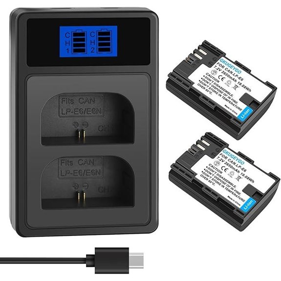 2-Pack LP-E6 Battery & Dual Charger for Canon Cameras
