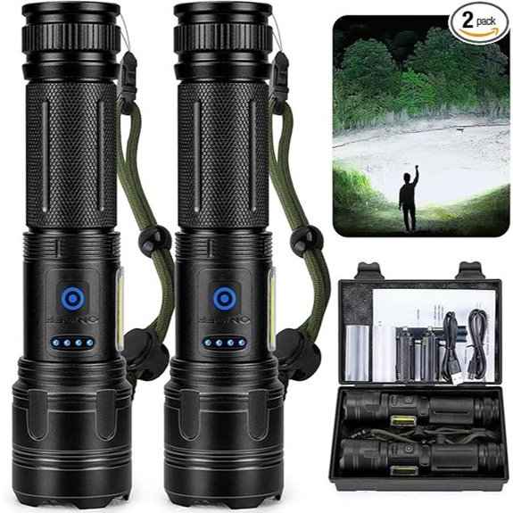 2 Pack Rechargeable LED Flashlights with 7 Modes