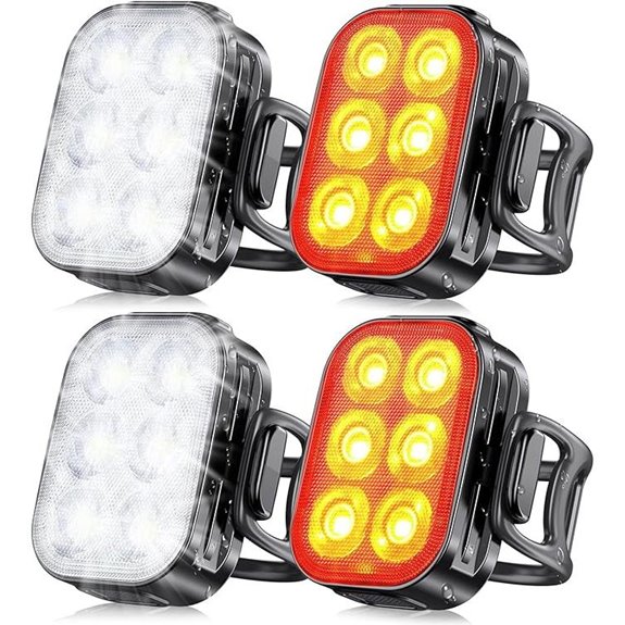 USB Rechargeable Waterproof Bike Light Set (Front & Back)