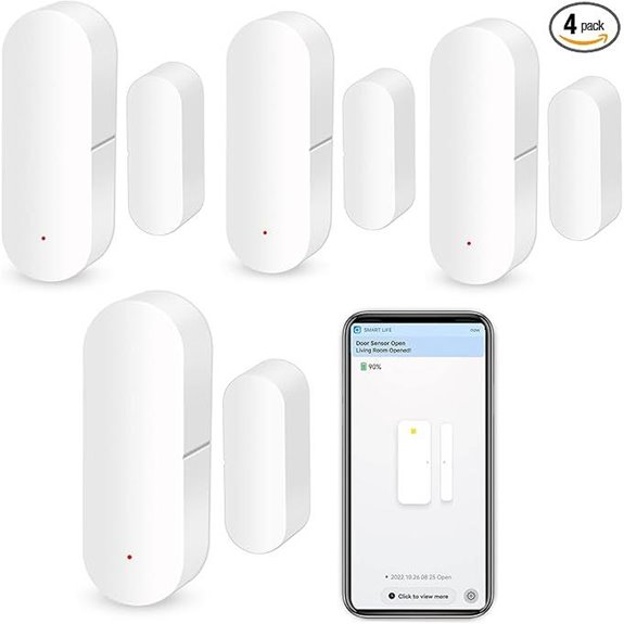 WiFi Contact Sensors for Home Security (4-Pack)