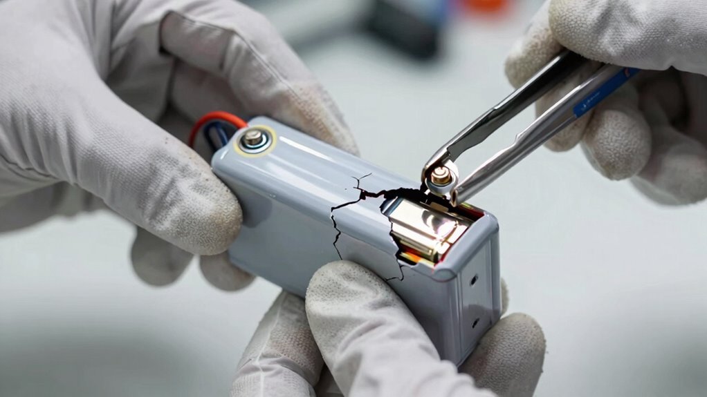 handle cracked battery safely