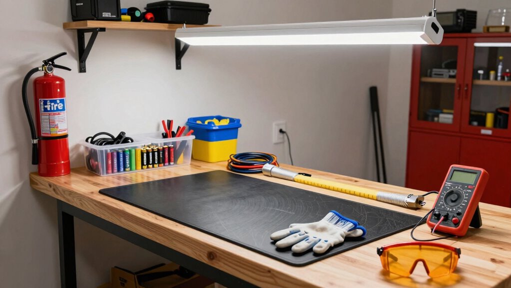 organized safe battery workspace