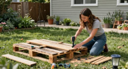 Woman Upcycles Old Wood Pallets Into A Backyard Showpiece With An Impressive DIY
